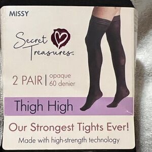 Secret Treasures Stay Up Opaque Thigh High Tights in Black 2 Pk
